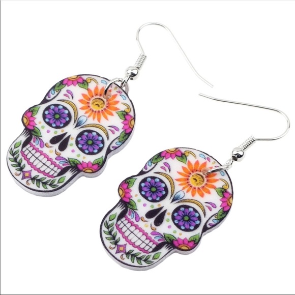 Sugar Skull Acrylic Earrings - Picture 4 of 6